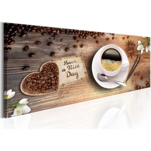 Obraz šálek kávy + háčky a hřebíčky ZDARMA Velikost (šířka x výška): 90x30 cm