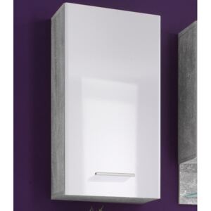 Koupelnová závěsná skříňka Barolo, imitace šedý beton/lesklá bílá