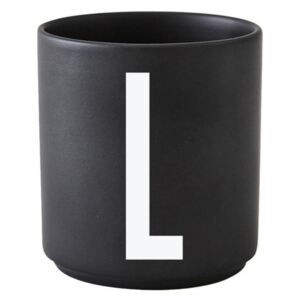 Design Letters Černý porcelánový hrnek Letter L