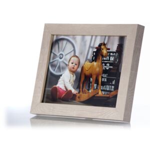 Moderní dřevěný rámeček na foto - středně široký, šedohnědý hranatý LIRA na fotky: 15x21cm, zasklení: Sklo