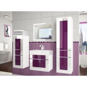 Moderní koupelnová sestava Eleganza 4 PRO+ bílá / fialová