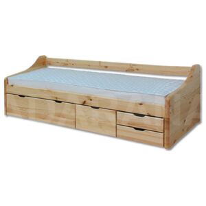 Dětská dřevěná postel s úložným prostorem a šuplíky z borovice