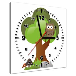 Tištěný obraz s hodinami Veselá sova na stromě ZP2757A_1AI
