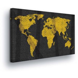 GLIX Obraz na plátně - Zlato-černá Mapa Světa 60x40 cm