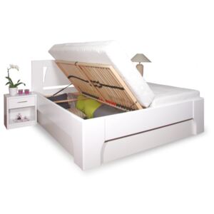 Manželská postel s úložným prostorem OLYMPIA 1. senior , masiv buk, bílá , 160x200 cm