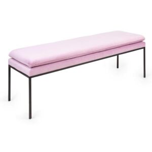 Besoa Eloise, čalouněná lavice, pěnová výplň, polyesterový potah, samet, ocel, růžová