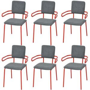 Jídelní židle - 6 ks | červená a šedá