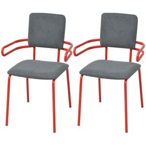 Jídelní židle - 2 ks | červená a šedá
