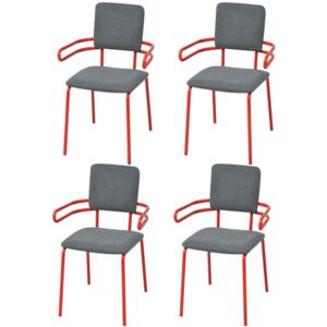 Jídelní židle - 4 ks | červená a šedá