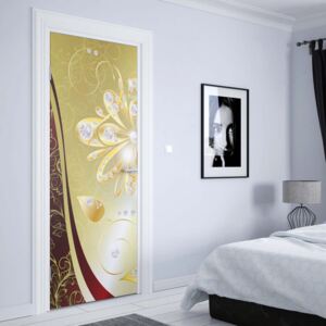 GLIX Fototapeta na dveře - Luxury Gold And Red Floral Design | 91x211 cm
