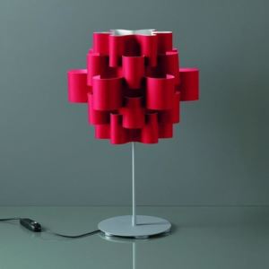 Karboxx 05TVRD50S Sun, designová stolní lampička z červeného textilu, 1x16W LED E27, výška 71cm