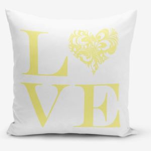 Povlak na polštář s příměsí bavlny Minimalist Cushion Covers Love Yellow, 45 x 45 cm