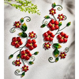 Nástěnná dekorace Květiny Rosso, 2 ks