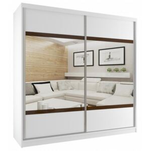 Luxusní šatní skříň s posuvnými dveřmi a zrcadlem v různých kombinacích šířka 200 cm bílý korpus 98