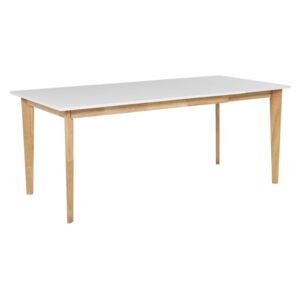 Jídelní stůl rozkládací 140/180 x 90 cm bílý se světlým dřevem SOLA