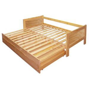 OVN postel IDN 8891 s přistýlkou 2v1 borovice masiv 90x200 cm + lamelový rošt