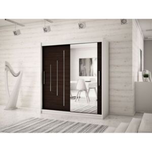Krásná šatní skříň s posuvnými dveřmi a zrcadly Rozalie 150 v barvě bílá-wenge