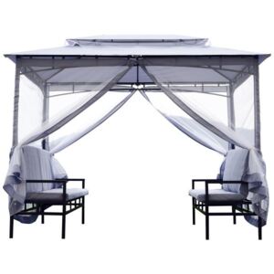 Goleto Zahradní pavilon s integrovanými lavičkami 2 x 2,9 m | šedý