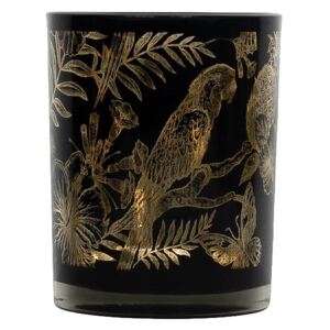 Černý svícen na čajovou svíčku s papoušky S - Ø 7*8cm