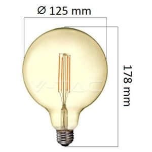 Retro LED žárovka E27 12,5W 1240lm G125 extra teplá, filament, ekvivalent 85W