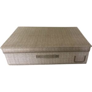 DUE ESSE Textilní skladovací úložný box, 60 × 40 × 16 cm, světle hnědý rybinový vzor