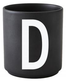 Černý porcelánový hrnek Letter D Design Letters