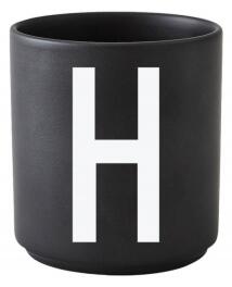 Černý porcelánový hrnek Letter H Design Letters
