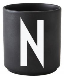 Černý porcelánový hrnek Letter N Design Letters