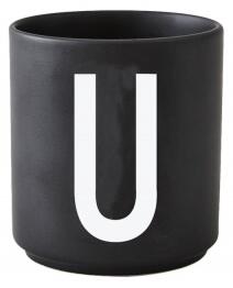 Černý porcelánový hrnek Letter U Design Letters