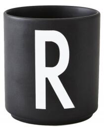 Černý porcelánový hrnek Letter R Design Letters