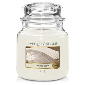 Yankee Candle - vonná svíčka Angel's Wings (Andělská křídla) 411g (V božské vůni Angel’s Wings ucítíte bílé květiny, cukrovou mřížku a hebkou vanilku. Tato vůně je krémová a něžná.)