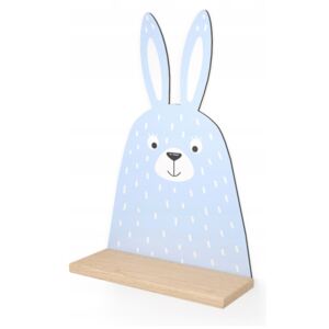 Like IT Nástěnná dřevěná polička králík 48x31,5x11,5cm modrá