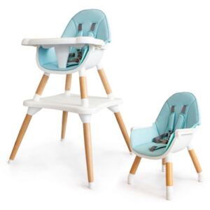 Eco toys Luxusní jídelní stoleček, křesílko 2v1, 2020- sv. modrý, bílý