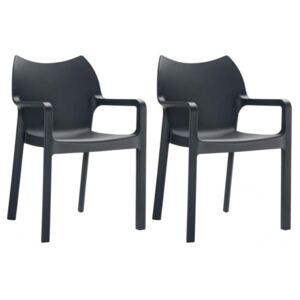 2 ks SET židle stohovatelná DIVA, černá