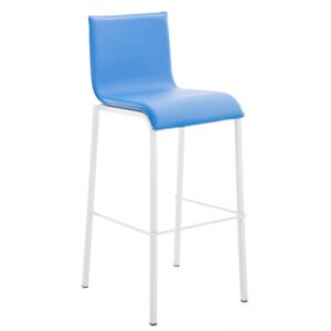 Barová židle Sarah syntetická kůže 78 cm, bílá / modrá