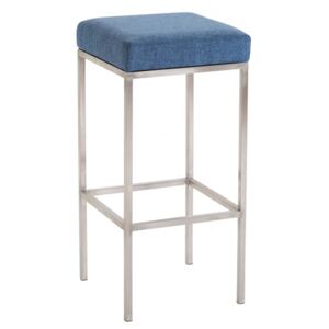 Barová židle Newark 85 cm, látkový potah, nerez, modrá