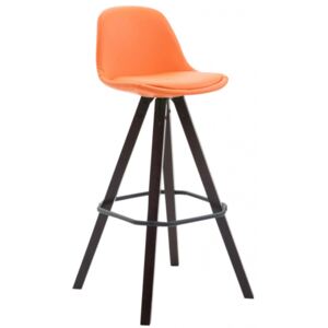 Barová židle Franklin čalounění syntetická kůže, podnož hranatá Cappuccino (buk), oranžová