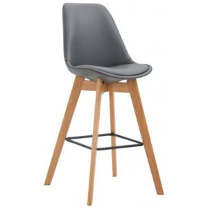 Barová židle Metz syntetická kůže, přírodní, šedá