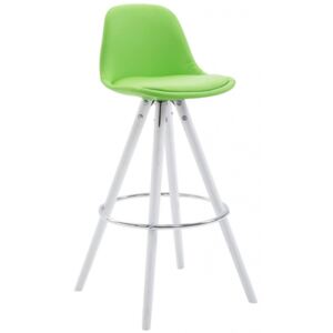 Barová židle Franklin čalounění syntetická kůže, podnož kulatá bílá (buk), zelená