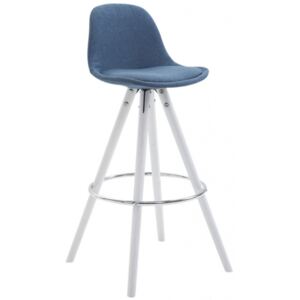 Barová židle Franklin látkový potah, podnož kulatá bílá (buk), modrá