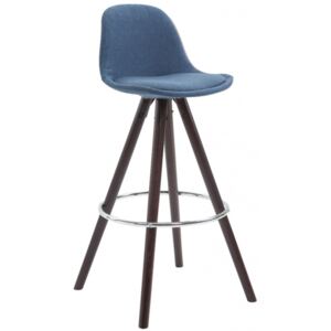 Barová židle Franklin látkový potah, podnož kulatá Cappuccino (buk), modrá