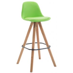 Barová židle Franklin čalounění syntetická kůže, podnož hranatá přírodní (buk), zelená