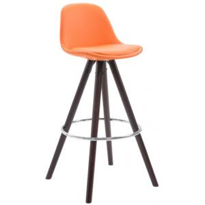 Barová židle Franklin čalounění syntetická kůže, podnož kulatá Cappuccino (buk), oranžová