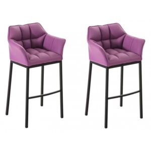 2 ks / set barová židle Damaso syntetická kůže, černá, fialová