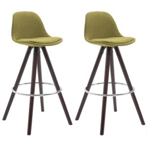 2 ks / set barová židle Franklin látkový potah, podnož kulatá cappuccino (buk), zelená