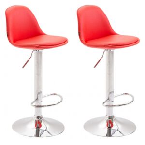 2 ks / set barová židle Kiel čalounění syntetická kůže, chrom, červená