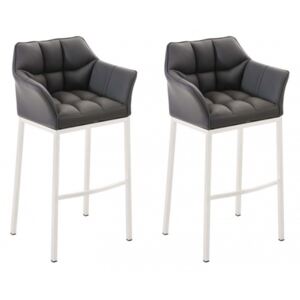 2 ks / set barová židle Damaso syntetická kůže, bílá, šedá