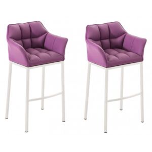 2 ks / set barová židle Damaso syntetická kůže, bílá, fialová