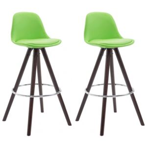 2 ks / set barová židle Franklin syntetická kůže, podnož kulatá cappuccino (buk), zelená