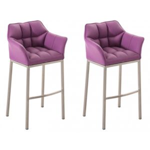 2 ks / set barová židle Damaso syntetická kůže, nerez, fialová